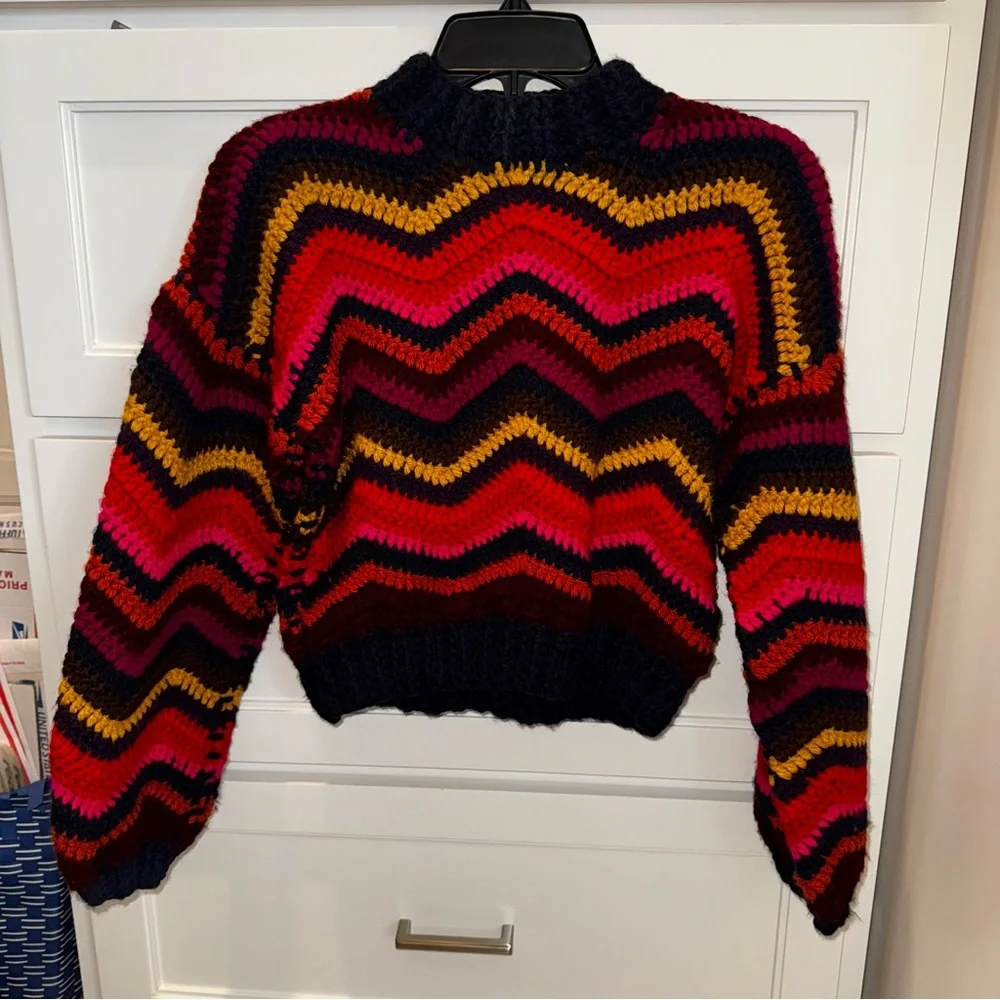 Farm Rio Colorful Waves Crochet Sweater XXS - Picture 7 of 11